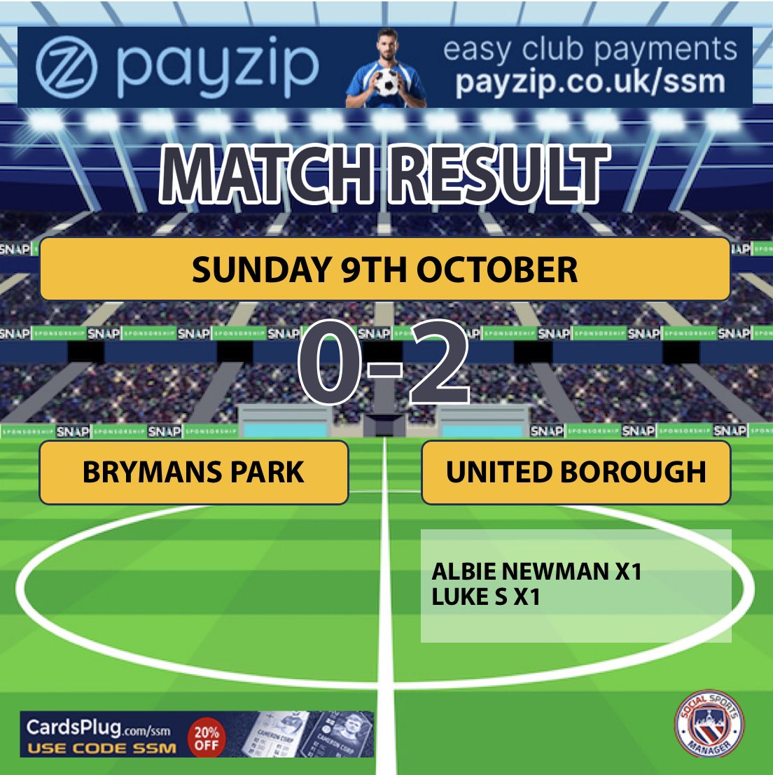 After last weeks 2-0 lost the boys bounced back with a 2-0 win of their own against <a href="/BrymansFc/">BRYMANS PARK FC</a>. Goals from Albie Newman and Luke Suchley gets us out first win of the season. We now look to our Essex Cup fixture against <a href="/RamsdenSunday/">Ramsden Scotia</a>. 🟠⚫️