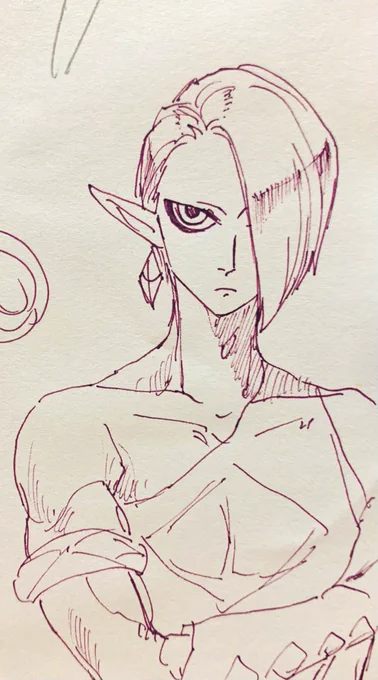 ペンでヘロヘロ描いたウタちゃんとギラヒム様のらくがきです 