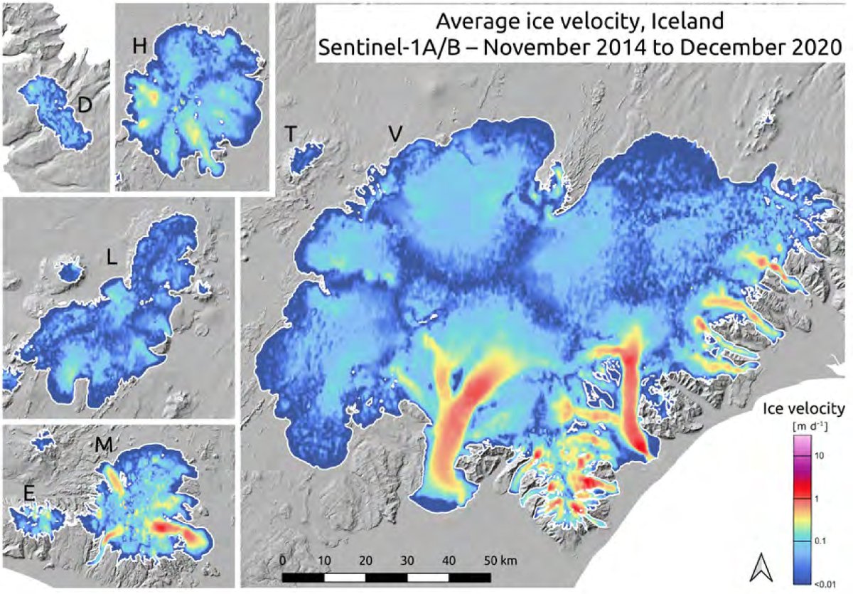 jorfi_iceland's tweet photo. New article in Jökull Journal: "Continuous monitoring of ice dynamics in Iceland with Sentinel-1 satellite radar images" by @JanWuite et al. → https://t.co/NZlnaYvweA https://t.co/2LTnGVAygE