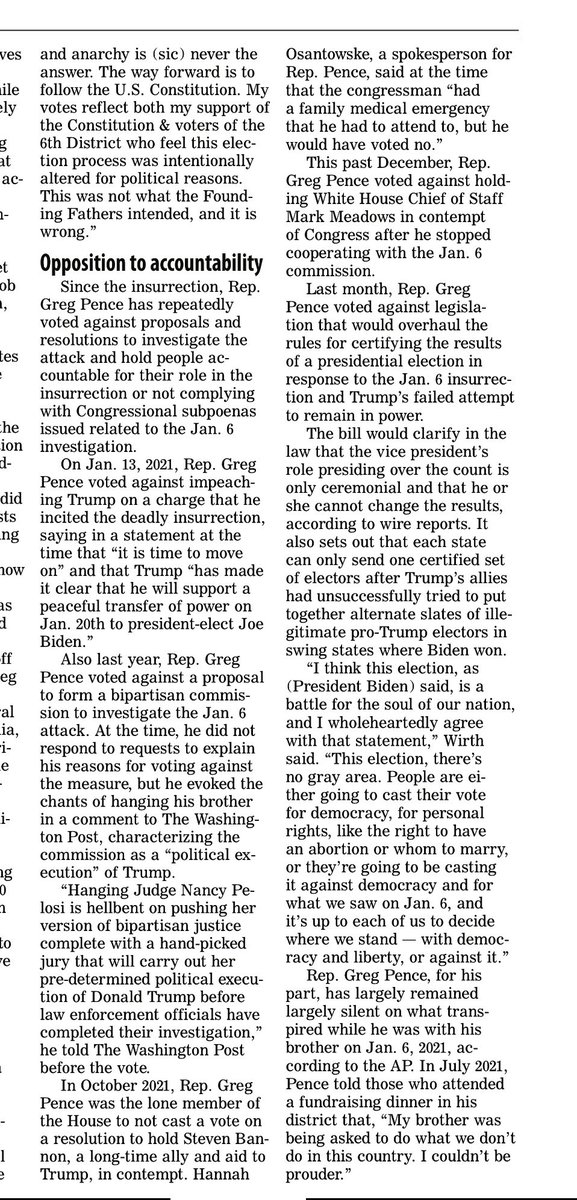 cwirth4congress's tweet photo. This election, there's no gray area. People are either going to cast their vote for democracy, for personal rights, abortion or whom to marry, or against democracy &amp; it's up to each of us to decide where we stand - with democracy and liberty, or against it

#VoteWirth
#FirePence https://t.co/boH8HalTKJ