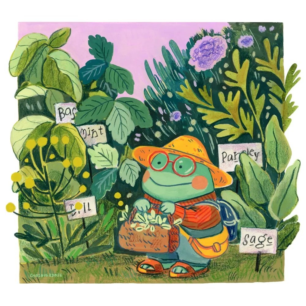 inprnt's tweet photo. "Herb Garden Froggo" by @chaioverdose

 Print available at https://t.co/GreIdLwoLn https://t.co/d9Qp0Hm2dv