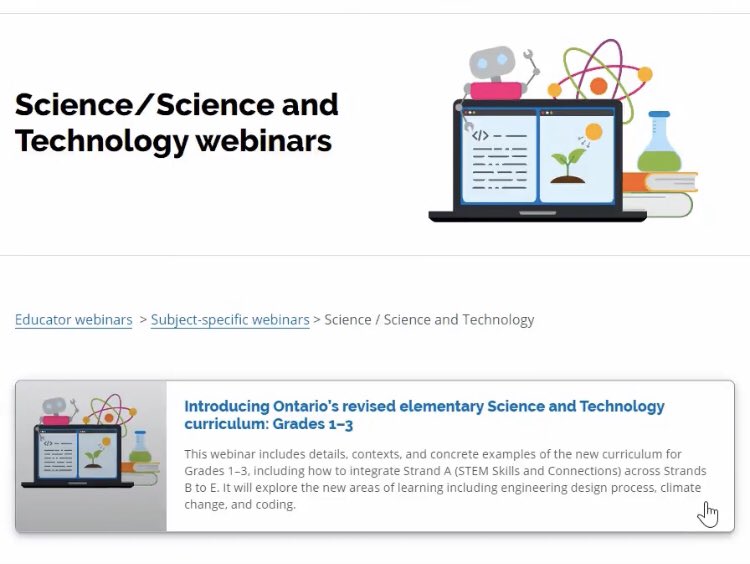 Yolanta Krawiecki (She/Her) (@ykrawiecki) on Twitter photo Just released: registration for upcoming webinars from <a href="/ONeducation/">Education Ontario</a> about new Gr. 1-8. #scienceandtechnology & Gr. 9 #SNC1W
dcp.edu.gov.on.ca/en/science-sci…
#ocsbScience #ocsb <a href="/jengauthier9/">Jennifer Gauthier</a> Just released: registration for upcoming webinars from <a href="/ONeducation/">Education Ontario</a> about new Gr. 1-8. #scienceandtechnology & Gr. 9 #SNC1W
dcp.edu.gov.on.ca/en/science-sci…
#ocsbScience #ocsb <a href="/jengauthier9/">Jennifer Gauthier</a>