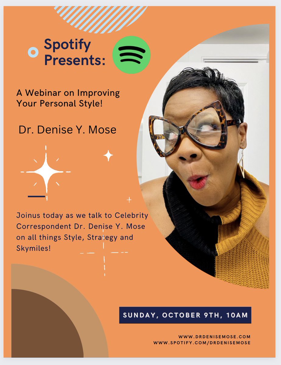 denisemose's tweet image. Catch me on #Spotify this morning at 10:00am! Thank you for inviting me to chat about “ Style, Strategy and SkyMiles”! I’ll be dropping some key facts on these three topics! #Spotify #TheDocIsin #specialguest #spotify #specialguest #voice #denisemose #today #linkinbio @aamuedu