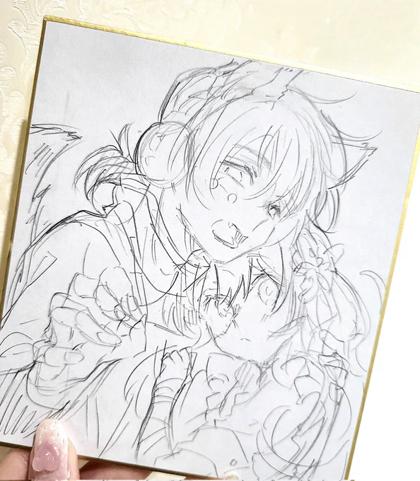 悪あがきで色紙1枚描きました
(取り急ぎ線画のみですみません...)

9:30頃に滑り込み出品します🙇‍♂️ 