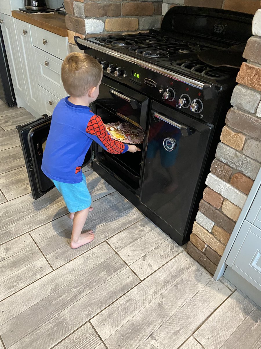 Josnarf's tweet photo. @ympswatkins @ympsrees Cadfan wanted to make pizza and his sister Niamh helped too #WorldFoodDay https://t.co/BvZV3yWTa2