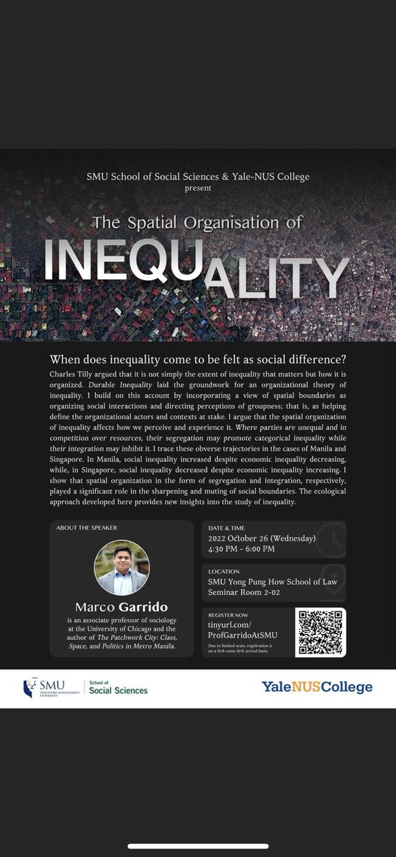 Dean Dulay (@deandulay) on Twitter photo Come join us at <a href="/sgSMUSOSS/">SMU School of Social Sciences</a> on October 26 to listen to Marco Garrido talk about inequality in Singapore and the Philippines! Joint with <a href="/yalenus/">Synecdoche, Pookie</a> 😊 cc <a href="/yyortiga/">Yasmin Y. Ortiga</a> Come join us at <a href="/sgSMUSOSS/">SMU School of Social Sciences</a> on October 26 to listen to Marco Garrido talk about inequality in Singapore and the Philippines! Joint with <a href="/yalenus/">Synecdoche, Pookie</a> 😊 cc <a href="/yyortiga/">Yasmin Y. Ortiga</a>