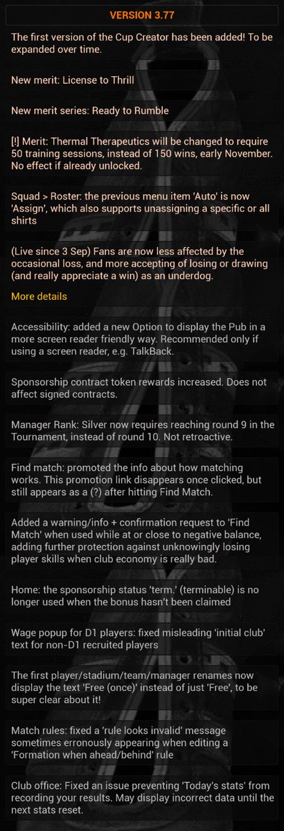 Version 3.77 out now. Cup creator beta included 👍