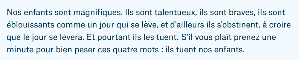 Zoaz_'s tweet photo. "Ils tuent nos enfants."

Billet bouleversant, à lire et à partager.
[en accès libre]

https://t.co/J5NHNzU9u2 https://t.co/Fq9rIMFY9K