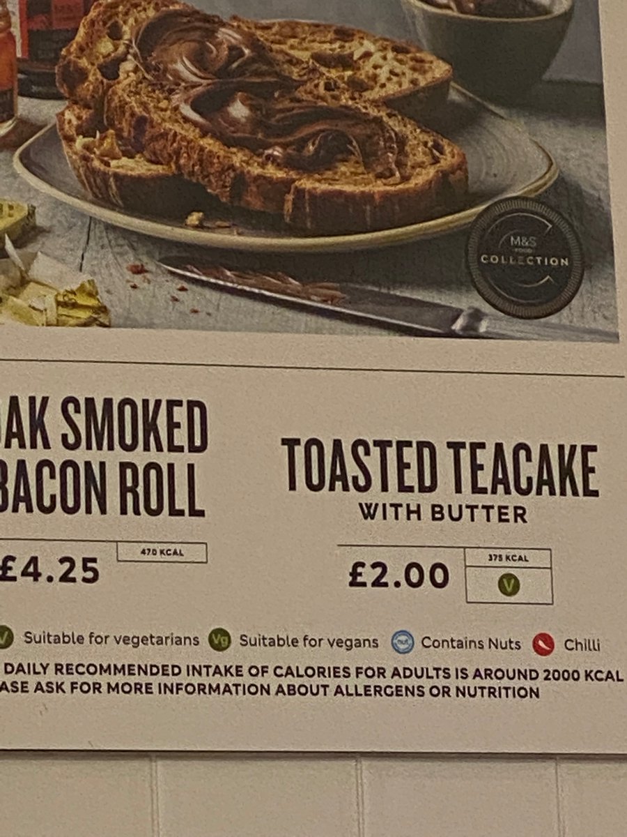 tessisabel's tweet image. Ineffective calorie labels in the wild… need extreme zoom and even then I can’t make them out 🧐 #calorielabels #calorielabelling @marksandspencer