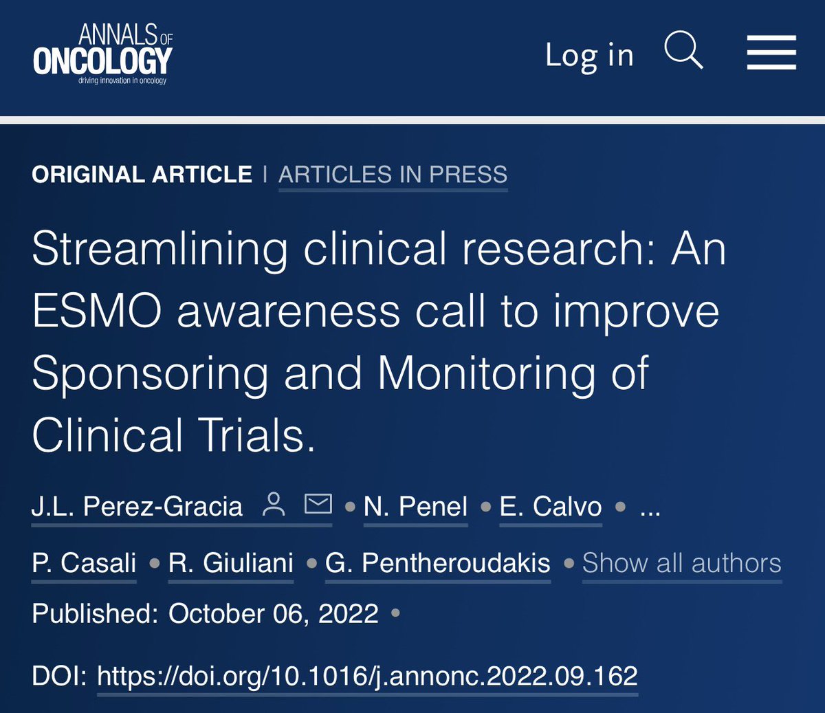 Toni Choueiri, MD (@drchoueiri) on Twitter photo A must read: <a href="/myESMO/">ESMO - Eur. Oncology</a> call to streamline clinical trials. The burden of bureaucracy is negatively impacting investigators, research teams, nursing and patients. The system is unsustainable!
<a href="/Annals_Oncology/">Annals of Oncology</a> <a href="/Annals_Oncology/">Annals of Oncology</a> <a href="/FAndreMD/">FabriceAndre</a> <a href="/GPentheroudakis/">George Pentheroudakis</a>
annalsofoncology.org/article/S0923-… A must read: <a href="/myESMO/">ESMO - Eur. Oncology</a> call to streamline clinical trials. The burden of bureaucracy is negatively impacting investigators, research teams, nursing and patients. The system is unsustainable!
<a href="/Annals_Oncology/">Annals of Oncology</a> <a href="/Annals_Oncology/">Annals of Oncology</a> <a href="/FAndreMD/">FabriceAndre</a> <a href="/GPentheroudakis/">George Pentheroudakis</a>
annalsofoncology.org/article/S0923-…