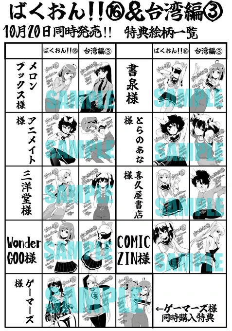 各社様メッセージペーパーできました!ばくおん!!16巻とばくおん!!台湾編3は10月20日同時発売です 
