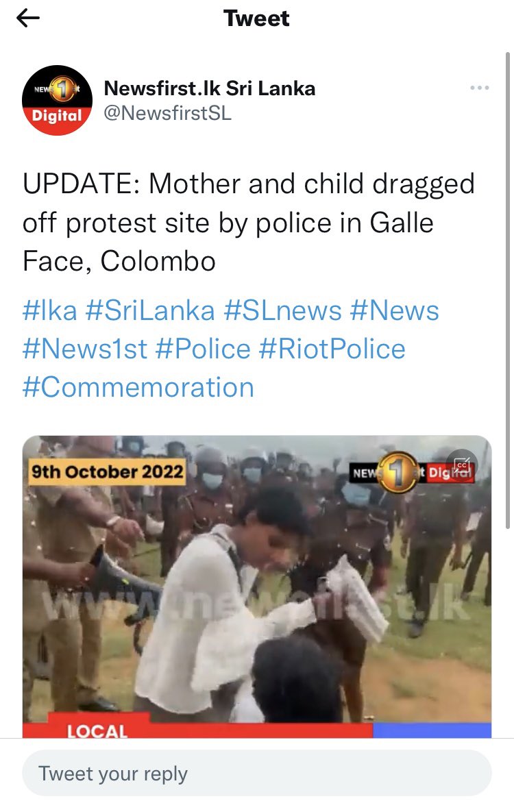 ambikasat's tweet photo. Respecting the right to freedom of expression and assembly in SL means deploying large number of police outnumbering people protesting/holding vigil, ordering them to disperse &amp; dragging them away. Why? Which law were the people breaking and what harm were they causing? https://t.co/VBc6yfvuZu