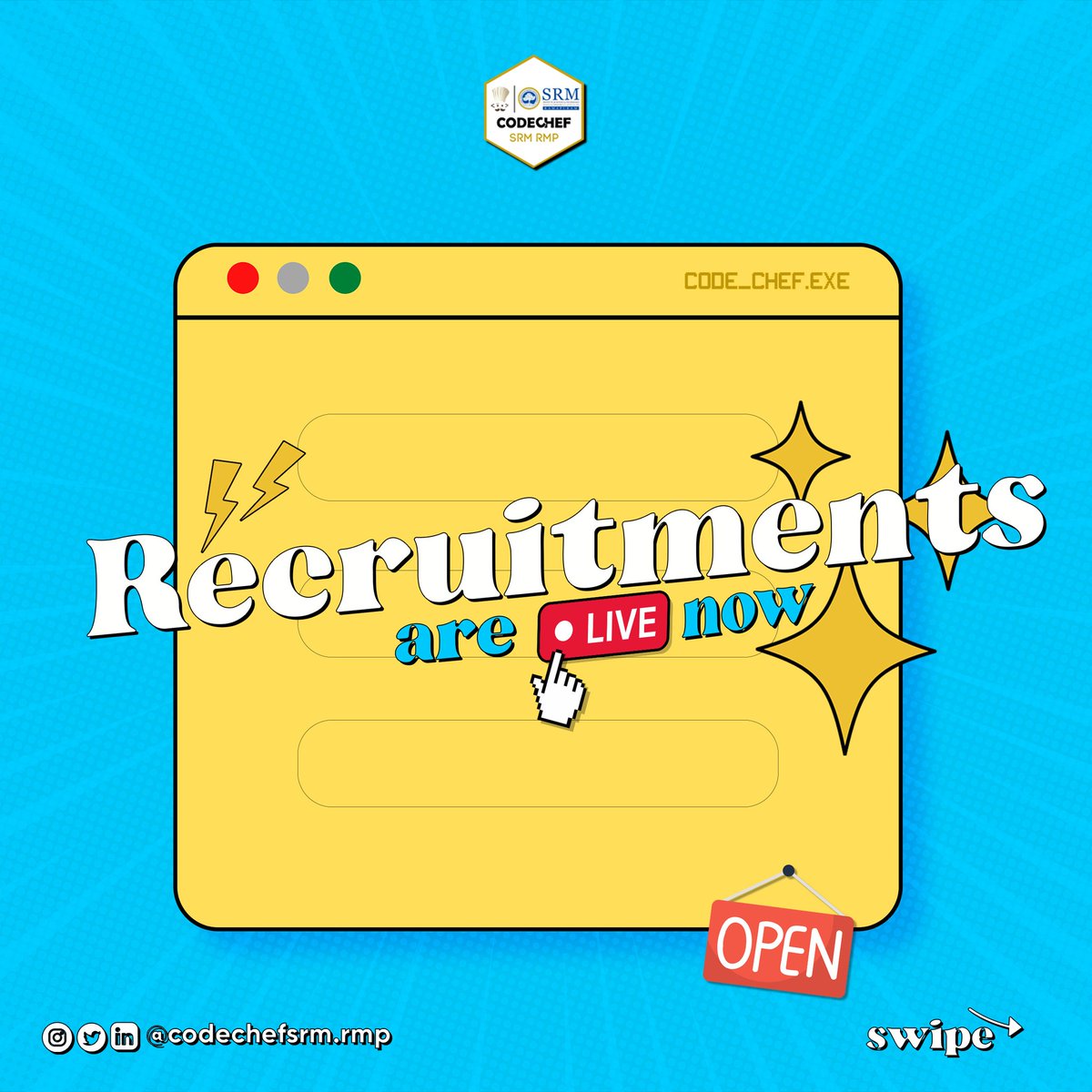 CodeChefSrmRmp's tweet image. THE WAIT IS FINALLY OVER 

🤩🤩🤩

We the CodeChef Family are planning to spread out our teams &amp;amp; give opportunity to newbies to be a Part of us.

Follow the thread for recruitment form link