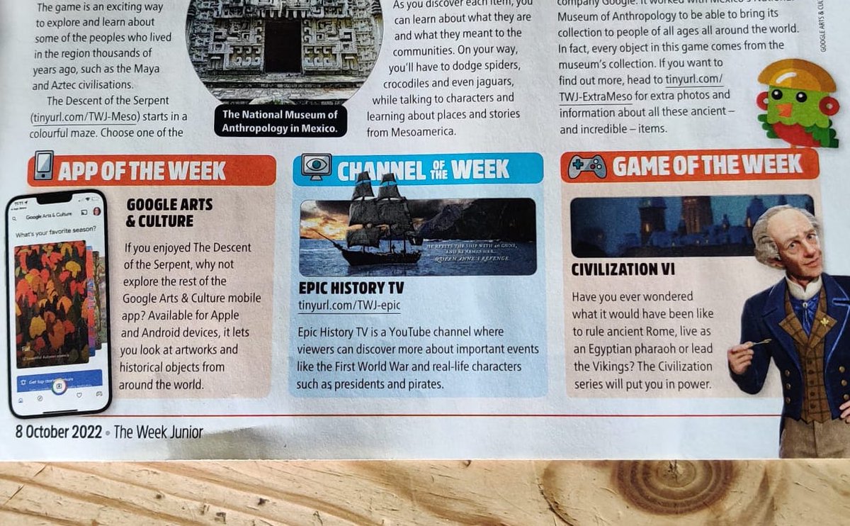 EpicHistoryTV's tweet photo. Thrilled to be The Week Junior's 'Channel of the Week'! A great honour, thank you @theweekjunior! https://t.co/BxKskQDnhQ