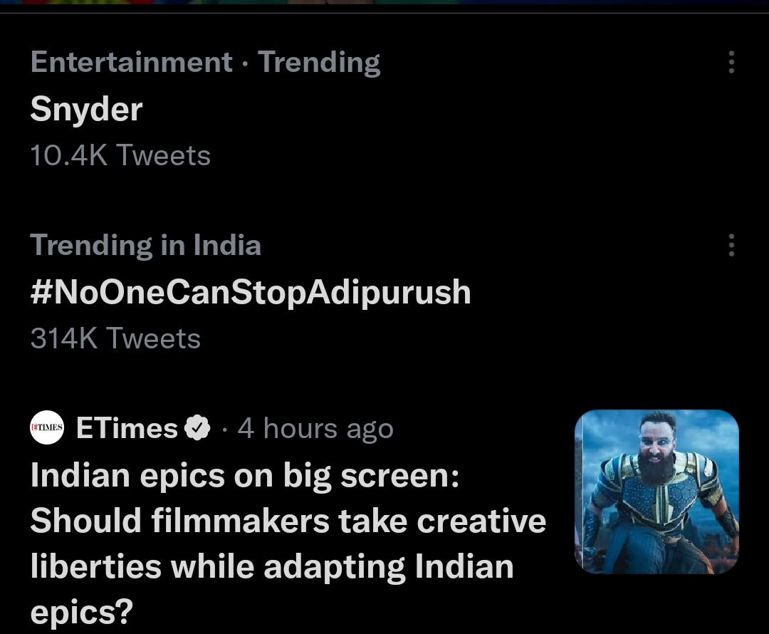 #NoOneCanStopAdhipurush is the become the largest Supportive Hashtag for any Movie on #twitterIndia ...the Hashtag is Answer to #BanAdipursh  #BoycottAdiPurush and also to #BoycottBollywood gang ....☑️