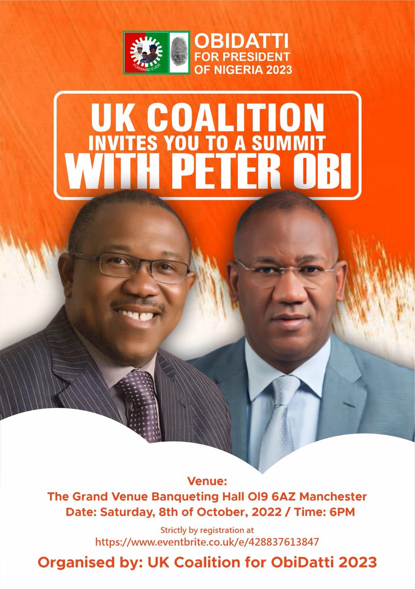 oynd_uk's tweet photo. Peter Obi in Manchester, UK  yesterday 08 October. We move! #TakeBackNaija #ObiDatti2023 #OBIDIENTS https://t.co/qYRwq8l4Tp