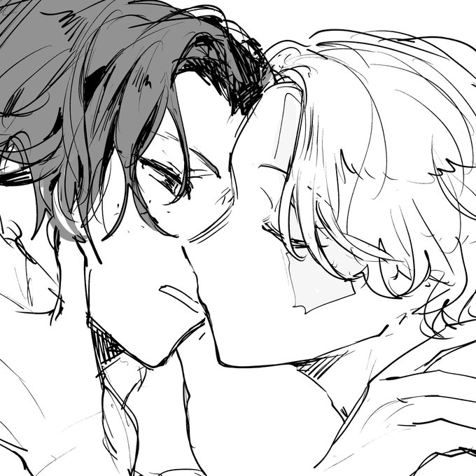 キス唇くっつかないよなっていう話に赤べこになりながら描いた 