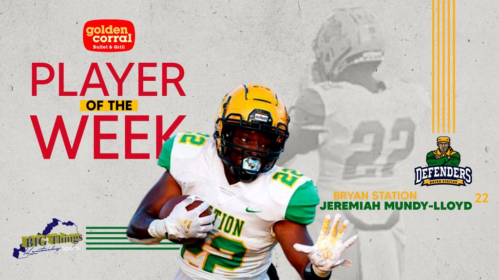 Congratulations  Bryan Station Sr. <a href="/MundyJeremiah/">Jeremiah_Mundy</a>  the Week 8  <a href="/goldencorral/">Golden Corral</a>   Game of the Week Player of the Game #BigThings
bit.ly/BigThingskych