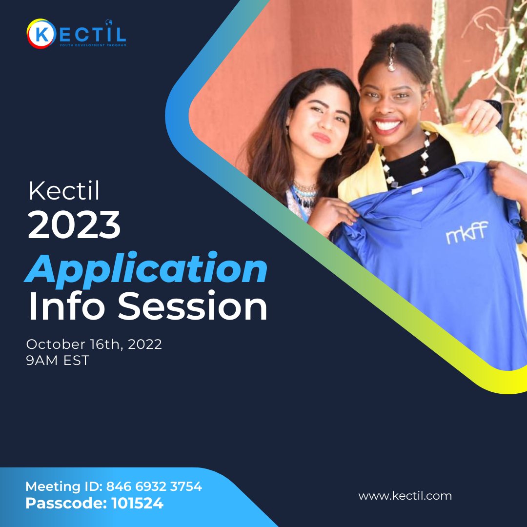𝟮𝟬𝟮𝟯 𝗞𝗲𝗰𝘁𝗶𝗹 𝗔𝗽𝗽𝗹𝗶𝗰𝗮𝘁𝗶𝗼𝗻 𝗜𝗻𝗳𝗼 𝗪𝗲𝗯𝗶𝗻𝗮𝗿 𝗼𝗻 𝗦𝘂𝗻𝗱𝗮𝘆, 𝗢𝗰𝘁𝗼𝗯𝗲𝗿 𝟭𝟲, 𝟮𝟬𝟮𝟮
Are you a youth leader born for greatness? Would you like to be part of a global network of like-minded youth leaders?
Join this webinar to learn more.
#Kectil