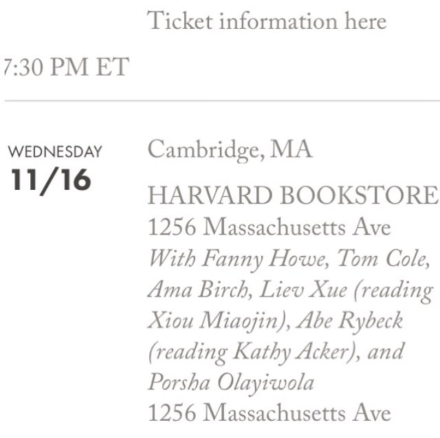 The #PatheticLiterature tour is coming up. I hope to see you in Boston with #EileenMyles