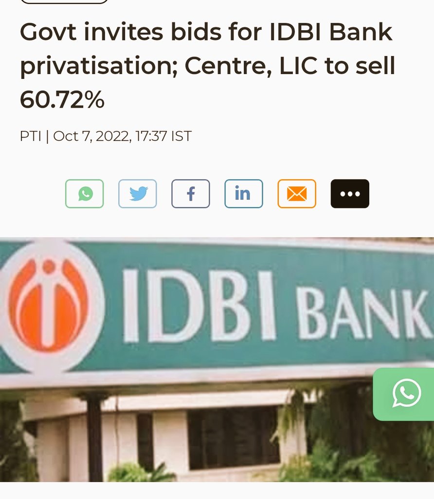 gaur_madhubala's tweet photo. Why selling a profit making @IDBI_Bank to private players ? Privatisation of one bank will open to the door to sell the remaining public banks .
#SaveIDBI https://t.co/WuqhS6djFt