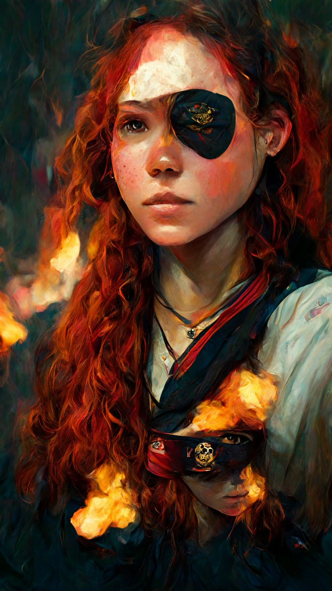 esbarrison's tweet photo. @CKnightWrites I'm currently working on my new WIP, The Sanguine Tortuga. What I love about the MC, Leena, is how realistic she is. She indecisive, confused about love, and struggles as each of her morals are compromised. She's also a pyromancer 🤷‍♀️

Here's a version of her created by an AI. https://t.co/A5OYdQQQIW
