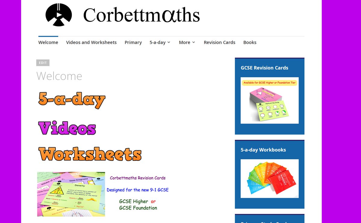 I thought it may be useful to create a collection of threads to share many of the free resources on Corbettmaths and some ideas on how they may be useful... first up, Video Tutorials 🎬🍿📚✅⭐️ (1/16)