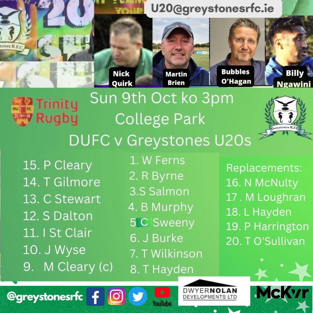 GreystonesRFC's tweet photo. Best of luck #grfcU20s 3pm ko v @dufcrugby in the JP Fanagan Prem 2 at College Park today. Mgr Nick with coaches Martin, Billy + Mr President (aka Bubbles) proud of the hard yards done to date, just fab to see so many #grfcUouths names coming through💯

#gameday #fromMinitoMighty https://t.co/yrvEPeI10t