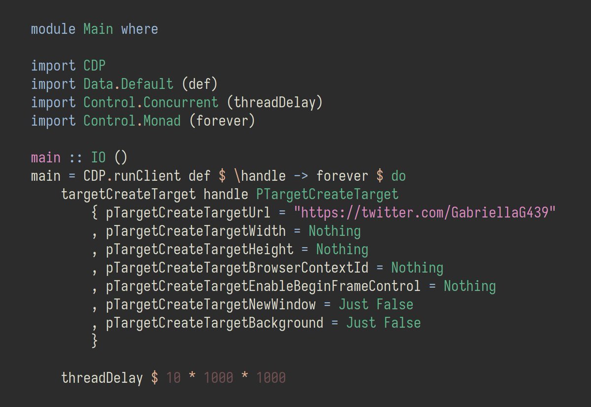 had a great time at <a href="/MuniHac/">MuniHac</a> seeing my haskell friends and meeting new ones!  I hacked on Arsalan's GSoC project (github.com/arsalan0c/cdp-…) which was a lot of fun.  it allows you to automate many tedious but important tasks like checking <a href="/GabriellaG439/">gabby</a>'s twitter every 10secs