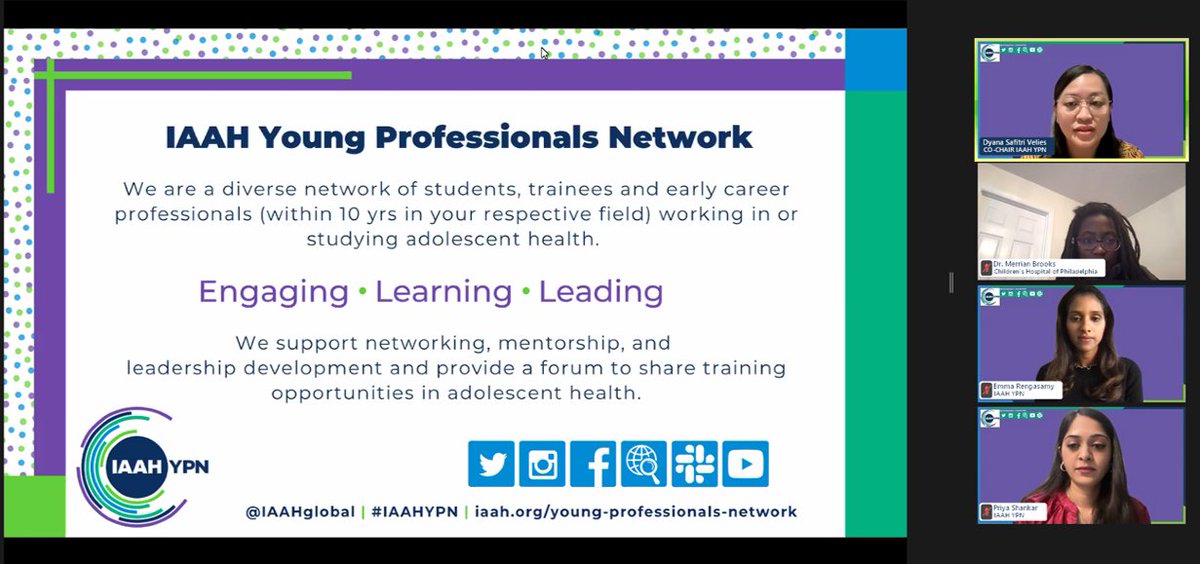 IAAHglobal's tweet photo. Dyana Safitri Velies ( @docdyana ), #IAAHYPN Co-Chair provides an overview of the goals and objectives of the IAAH Young Professionals Network at our “Innovations in adolescent mental health” webinar. https://t.co/j1xvy0IgFN