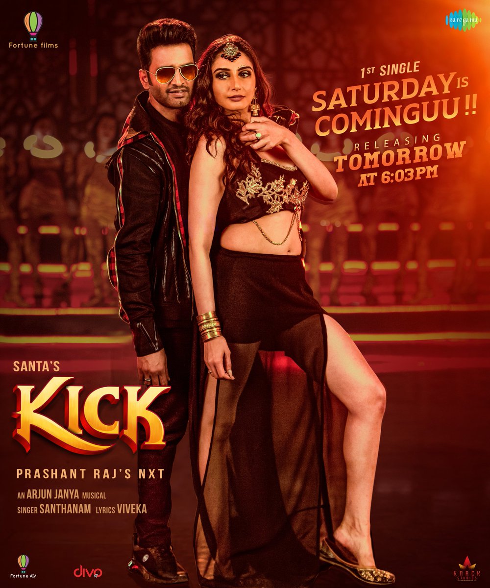 saregamasouth's tweet photo. #SaturdayIsCominguuu  from @iamsanthanam's #KICKMovie to arrive at 6️⃣:0️⃣3️⃣ PM tomorrow 🤩

Don't forget to tune in! 

@iamprashantraj @TanyaHope_offl @raginidwivedi24 @ArjunJanyaMusic @iamnaveenraaj @Fortune_films @johnsoncinepro @saregamaglobal

#கிக் #SantasKick #ActionComedy https://t.co/T56geXOlym