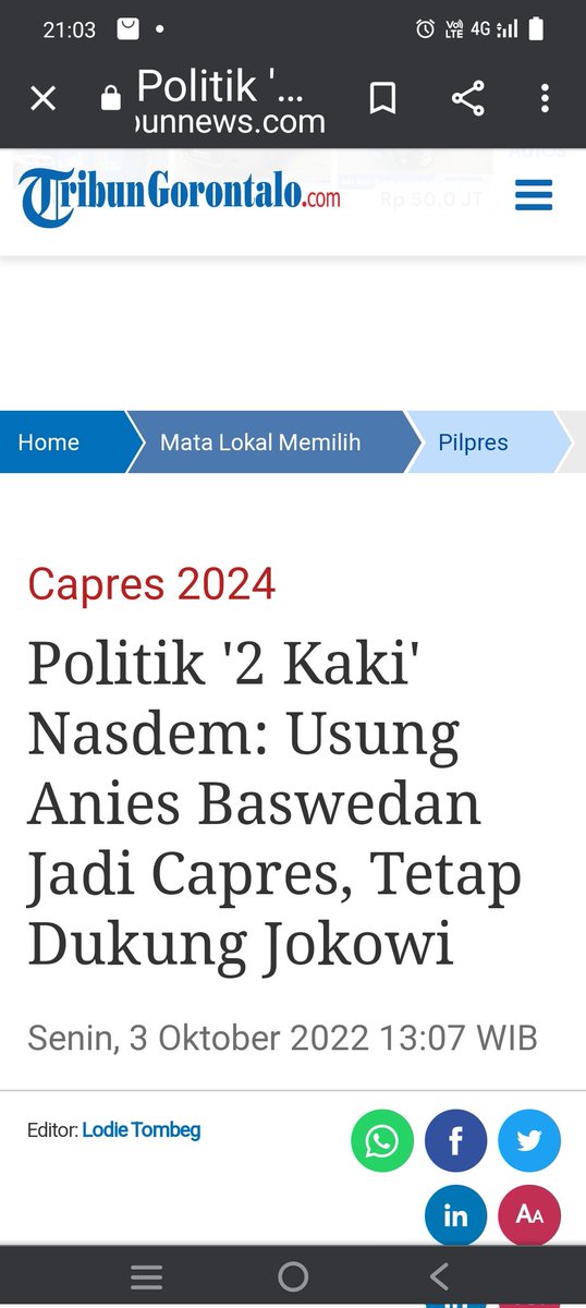 _SEKNAS_RI's tweet photo. @Ollan395 | POLITIK 2 KAKI |
Langkah kuda @suryapaloh51 @NasDem menusuk Presiden dari belakang dg mencapreskan rival politiknya @aniesbaswedan pada tanggal 3 Oktober 2022 tepat setahun sebelum jadwal adalah #identik dengan langkah Brutus yg menikam Julius Caesar pada tanggal 15 Maret 44 SM https://t.co/L0mAkD4c5t
