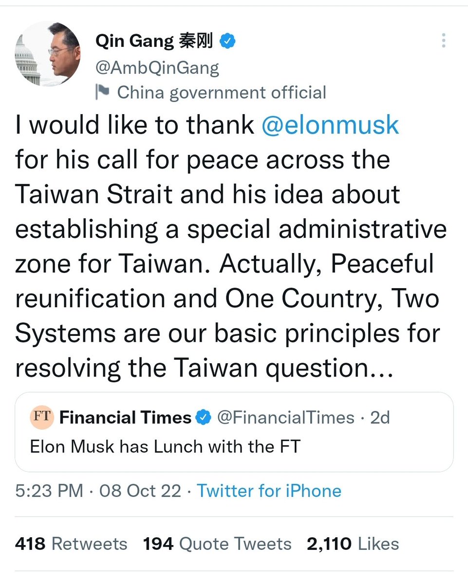 twtinc's tweet photo. Wow surprise surprise Elon wants brownie points from Chinese government https://t.co/jwrqouhYF2