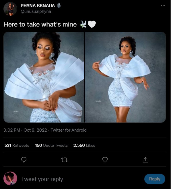ViqsBlog's tweet photo. Here to take what's mine ๐๐ค
Credit: @unusualphyna
#groophy
#bellabbnaija
#shellabbn
#phynabbn
#bellabbn
#phynaparty
#BBNaijalevelup
#BBNaijaS7
#ebukaobiuchendu
#ebukauchendu
#chizzybbn
#bryannbbn
#dorathybachor
#emmarose
#liquorose
#pereegbi
#perebbn
#veebbn
#sheggzfc https://t.co/VPj1732XRf