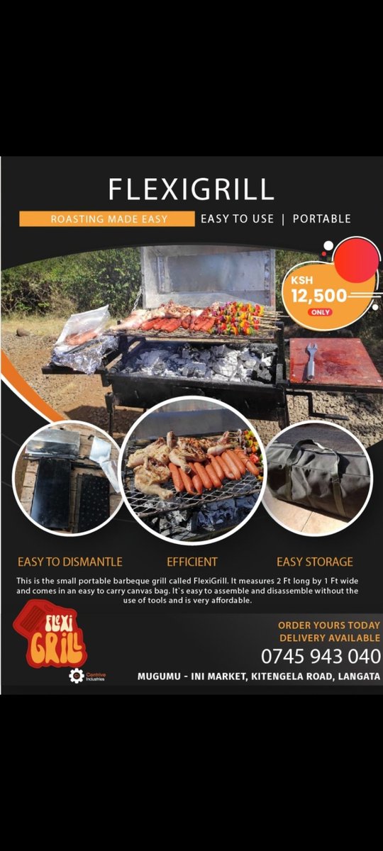 Maurice_ireri's tweet photo. Get yourself this awesome portable grill and make the long weekend count with an amazing barbecue wether in your comfort zone or away in a scenic location. This is made possible by its convenience in portability and assembly. 0745943040.
#faroukkibet #rigathigachagua #grilling https://t.co/JItbzGcOXM