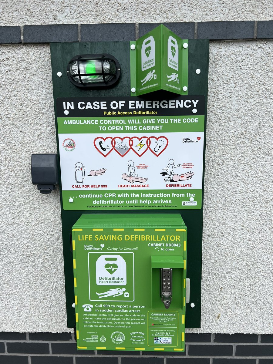 Tri-Service Safety Officer Torpoint (@torpoint_tsso) on Twitter photo Good news!! There is now a public access defibrillator outside of <a href="/TorpointCFRS/">Torpoint Community Fire Station</a> fire station. In an emergency, ambulance control will give you the code over the phone to unlock it. Good news!! There is now a public access defibrillator outside of <a href="/TorpointCFRS/">Torpoint Community Fire Station</a> fire station. In an emergency, ambulance control will give you the code over the phone to unlock it.