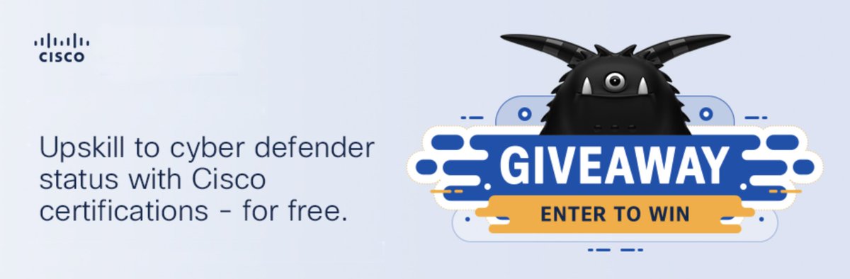 The #Cisco Cybersecurity Giveaway is giving 5 winners a chance to win a free training and exam voucher bundle! I've registered and so should you. infl.tv/lpQm