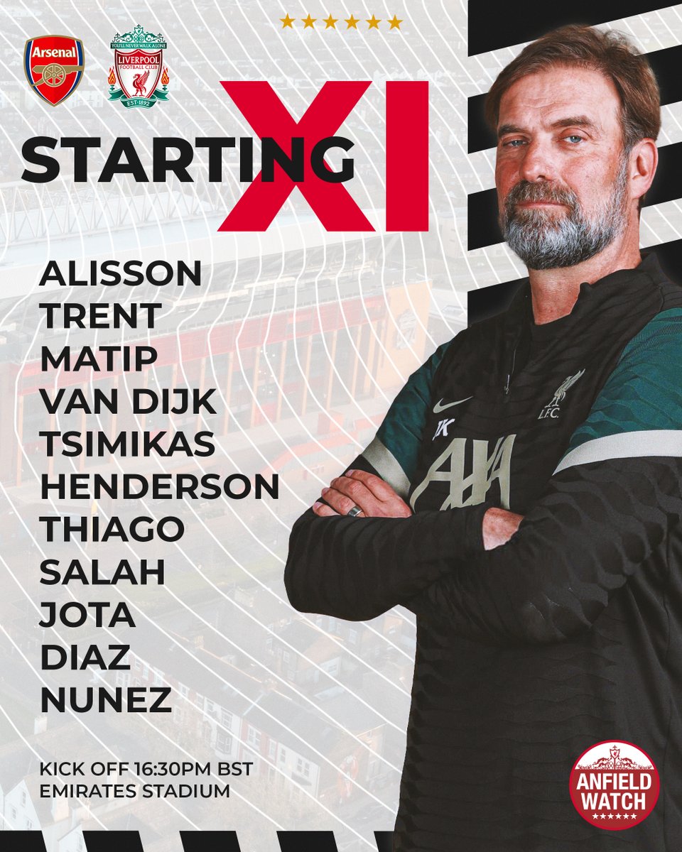 AnfieldWatch's tweet photo. 🚨 𝗧𝗘𝗔𝗠 𝗡𝗘𝗪𝗦 🚨 

Thoughts on the XI? 👇t https://t.co/RCJDGZJSFA