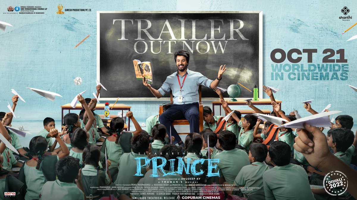 Big admirer and fan of @Siva_Kartikeyan Anna's journey and work, wishing him, @anudeepfilm and the team of #Prince all the very best for the Grand Diwali release on Oct 21st! Very happy to launch #PrinceTrailer in Telugu: youtu.be/6073B0sT5a0 @musicthaman @SVCLLP