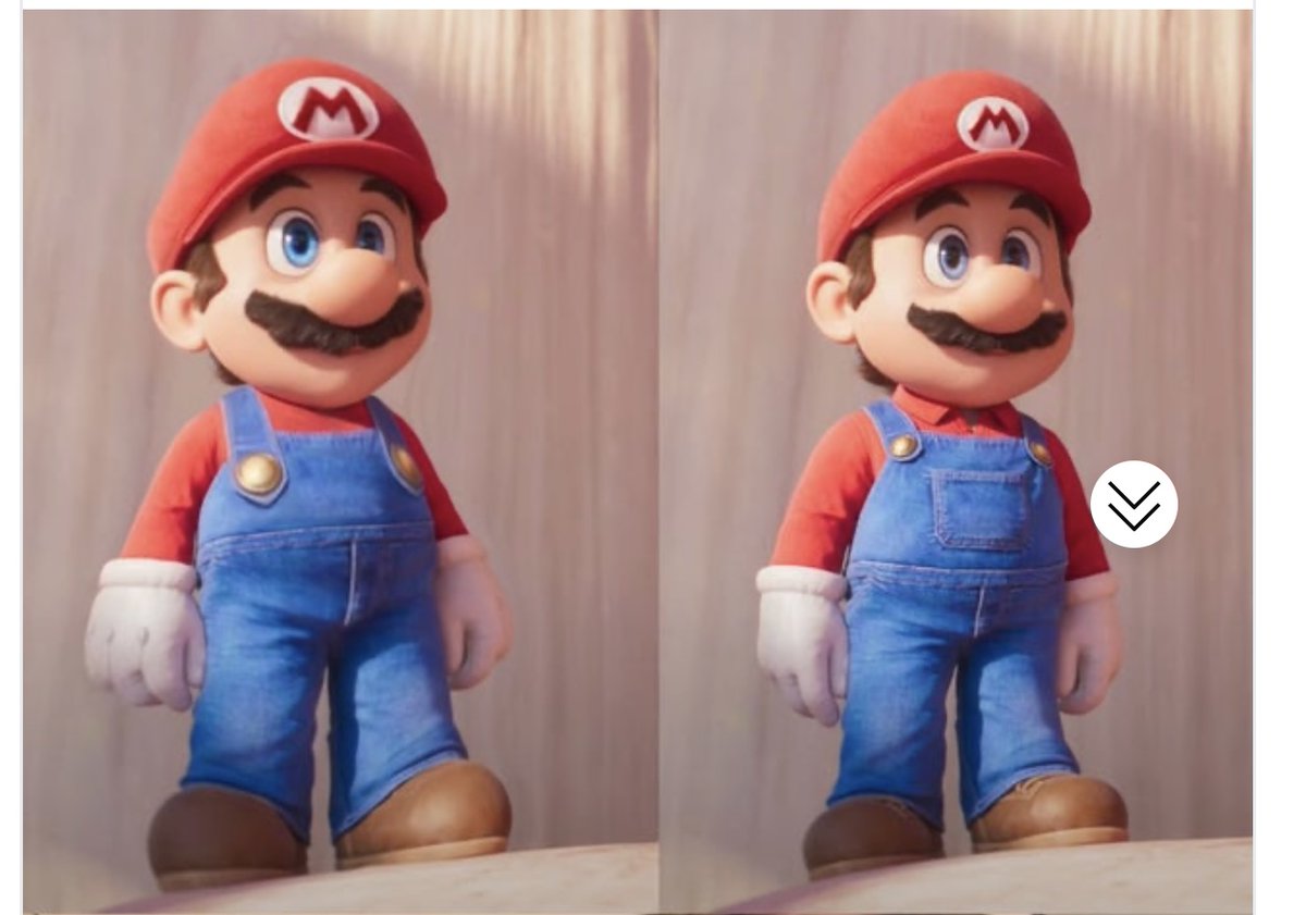 CaptainClorox's tweet photo. @ShigeruMlyamoto And how is it that some average guy managed to do a better looking Mario than an entire Illumination team??? (Illumination Mario on right, fixed Mario on left) https://t.co/bf8fEl7ZN8