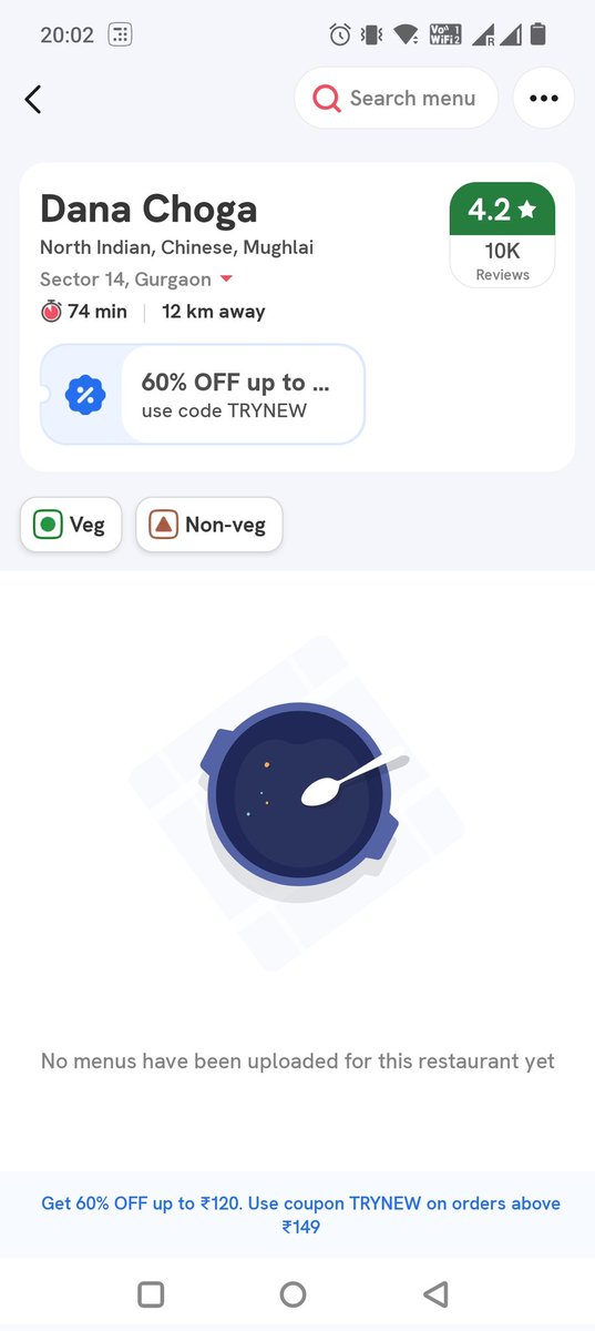 gangwar_91's tweet photo. @zomato @zomatocare @deepigoyal What's wrong with Zomato...every restaurant I am trying to view for delivery is not able to show the menu and says it's not have uploaded yet. Could you please look into it and get this fixed. https://t.co/lk8Zp1aqCG