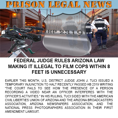 Federal Judge Rules Arizona Law Making It Illegal to Film Cops Within 8 Feet Is Unnecessary

Read the Full Article Here: buff.ly/3SQ1r3o