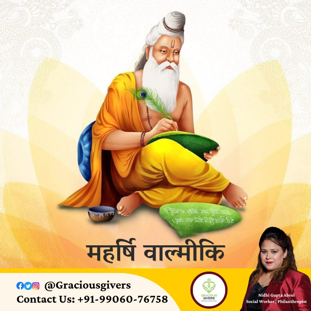 GuptaAbrol's tweet photo. The teachings of Maharishi Valmiki remind us that it is only our actions today which will help to frame our life in future. 
Wishing you and your family a very Happy Valmiki Jayanti!
#ValmikiJayanti #valmikijayanthi #MaharishiValmikiJayanti https://t.co/aifLdtbhEL