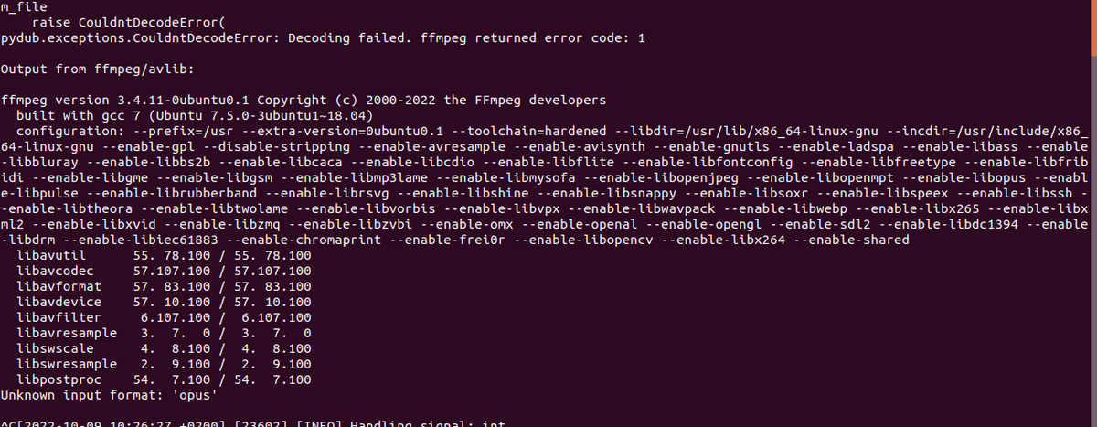 ArmelCPU's tweet photo. Spending a whole #Sunday at Debug #FFMPEG. When will there be a great #python3  wrapper to handle this extremely complicated library?
#developer #DevOps #Sound Processing ... #MachineLearning #sweez https://t.co/u65pMGezYS