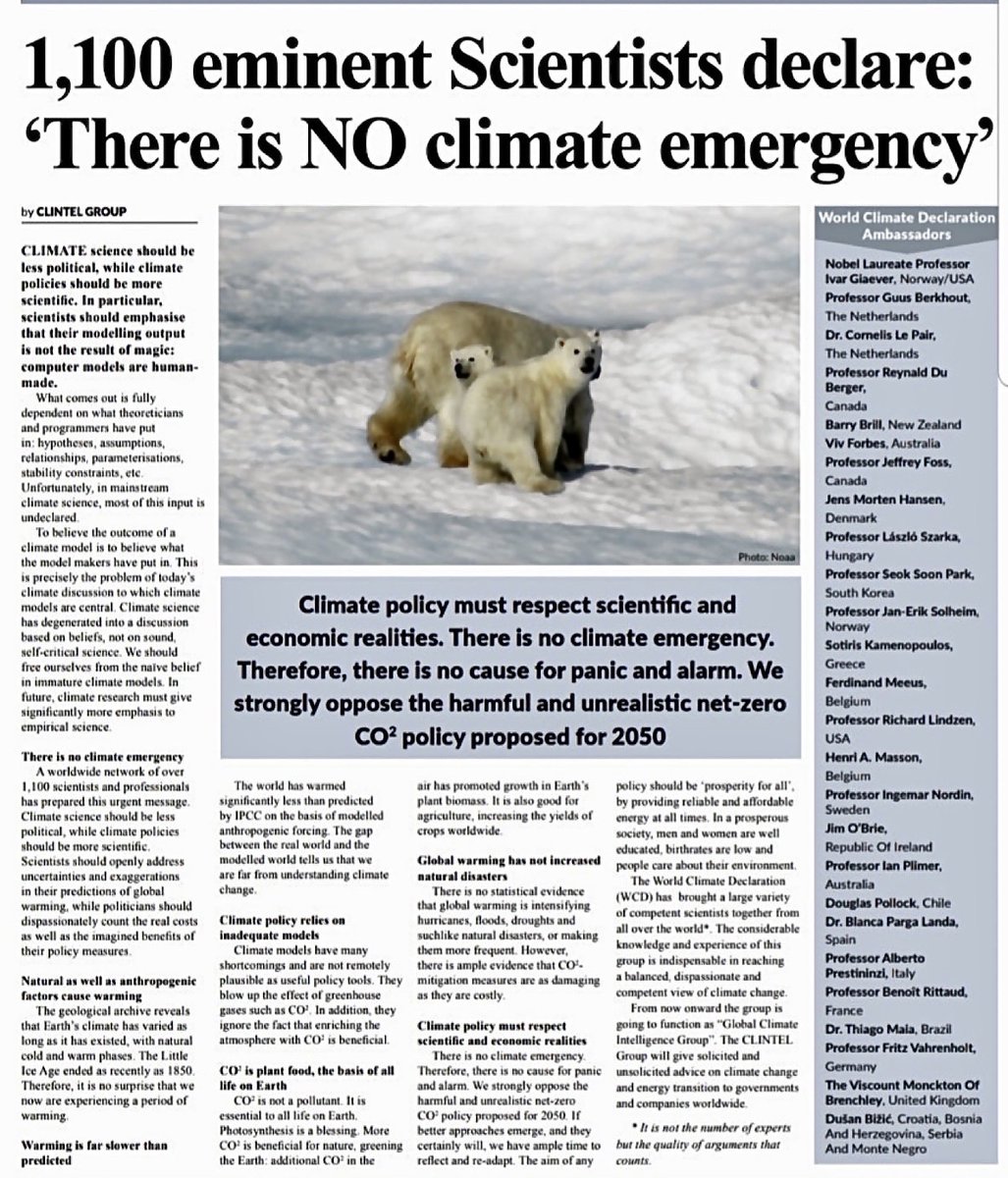 Nope. Er bestaat géén klimaatcrisis. Tenminste volgens de wetenschap.

Er bestaat wél een klimaat BELEIDS crisis.

Groen klimaatbeleid is nl nogal killing. Letterlijk😱😎🤗