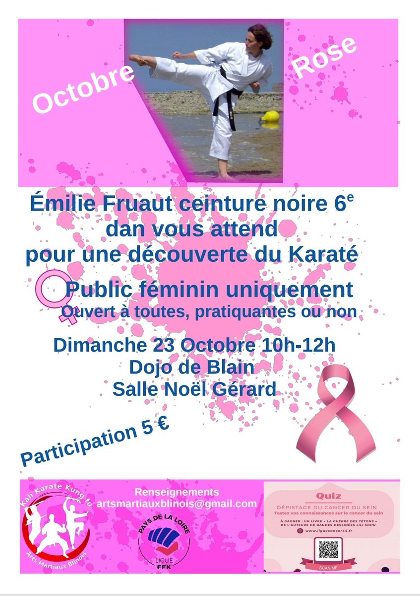emiliefruaut's tweet photo. Stage karaté au profit de la recherche contre le cancer.
#karate #octobrerose #femme #corps #reappropriation #santé
@loireatlantique @paysdelaloire
@liguecontrelecancer https://t.co/gWeG7p8a1s
