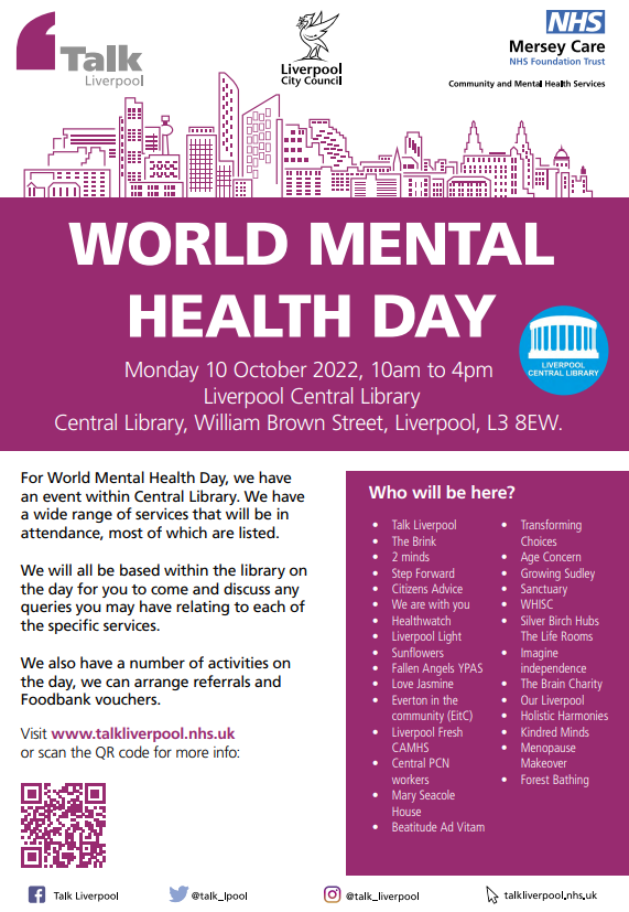 We'll be at Central Library tomorrow along with all these services, come and say hello!

<a href="/Liverpoollib/">Liverpool Libraries and Information Services</a>  @HH_with_Rachel <a href="/silverbirchhubs/">Silver Birch Hubs Cheshire & Merseyside NHS</a> <a href="/ImagineIndep01/">Imagine Independence</a> @HomeshareUKM 

#worldmentalhealthday