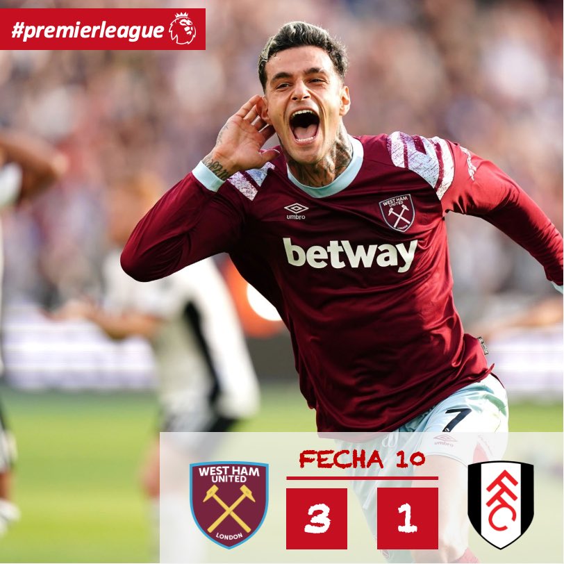 #WHUFUL West Ham ganó en el Olímpico de Londres al Fulham y se aleja de zona de descenso

Pereira abrió marcador para los whites, pero Bowen, Scamacca y Antonio voltearon para los hammers

#westham #fulham #jarrodbowen #gianlucascamacca #michaelantonio #andreaspereira @PeruWest