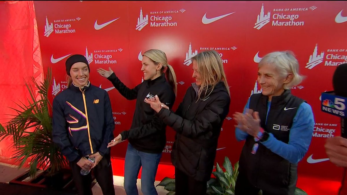 Jonathan Gault (@jgault13) on Twitter photo When Deena Kastor broke the American marathon record in 2003, she received a call from Joan Benoit Samuelson. When Keira D'Amato broke Kastor's AR in Houston this year, Kastor called D'Amato to congratulate her.
No phone necessary from D'Amato to Emily Sisson today. What a shot. When Deena Kastor broke the American marathon record in 2003, she received a call from Joan Benoit Samuelson. When Keira D'Amato broke Kastor's AR in Houston this year, Kastor called D'Amato to congratulate her.
No phone necessary from D'Amato to Emily Sisson today. What a shot.