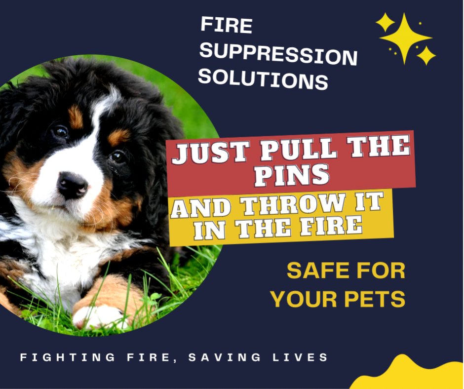 Fire_ss_'s tweet photo. Did you know that Fire Suppression Tools are safe for pets? Just pull the pins, throw the unit into the fire, and it starts to fight the fire within seconds #fightingfire #fire #fireprotection #fst #pullthepins #secondscount #pets #dogs #cats #family https://t.co/igsUcYpKsl